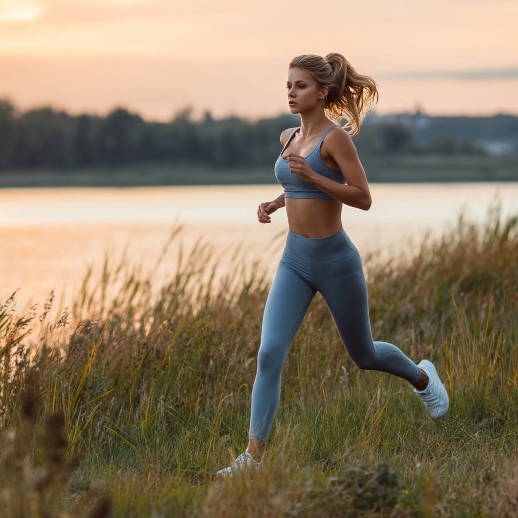 Frau beim Yoga im Park – Kraft und innere Ruhe